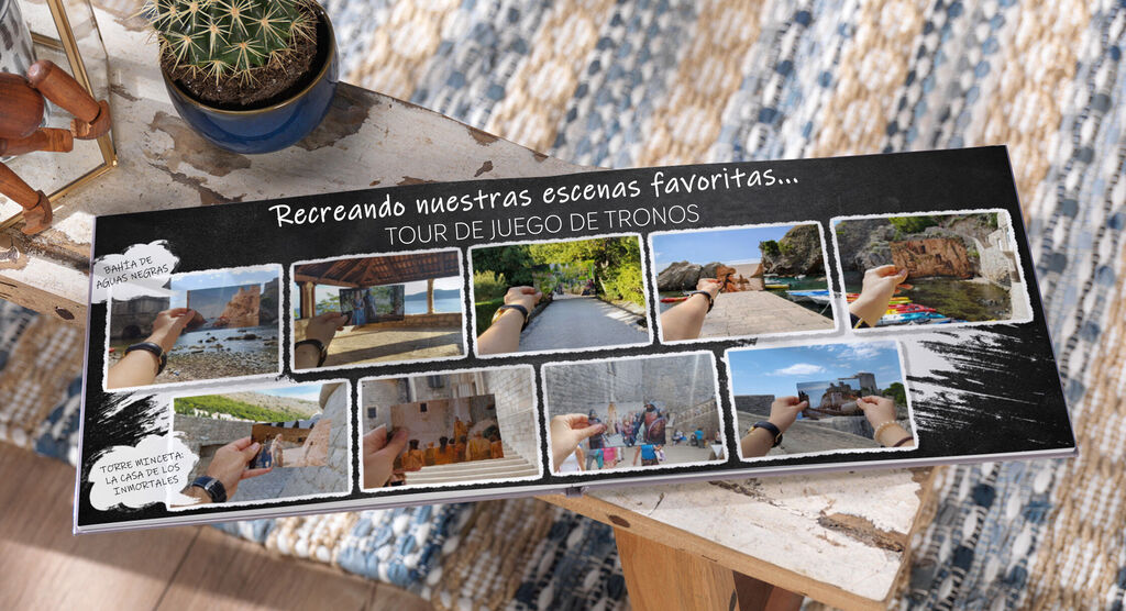 Una colage de fotos que muestran escenas de "Game of Thrones", con manos señalando los lugares.