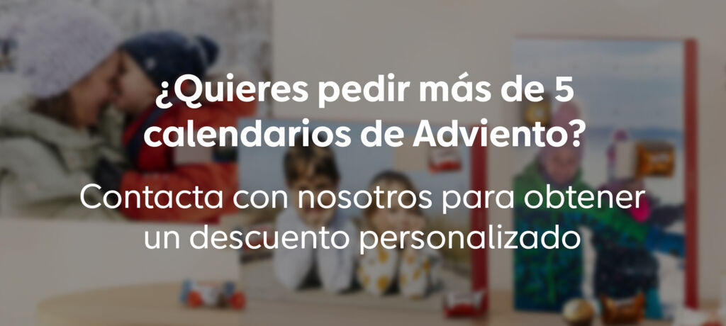 Banner de descuento personalizado para pedidos de más de 5 calendarios con fotos.