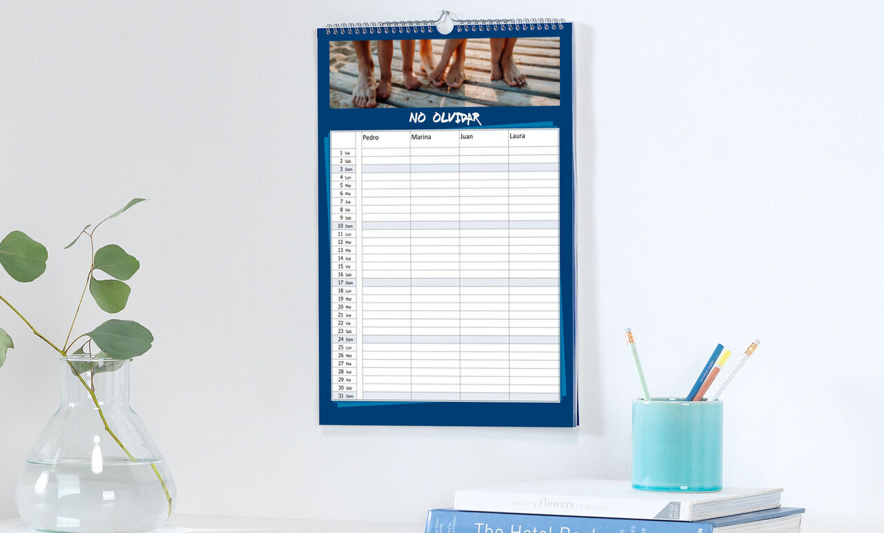 Calendario personalizado con tareas para la familia