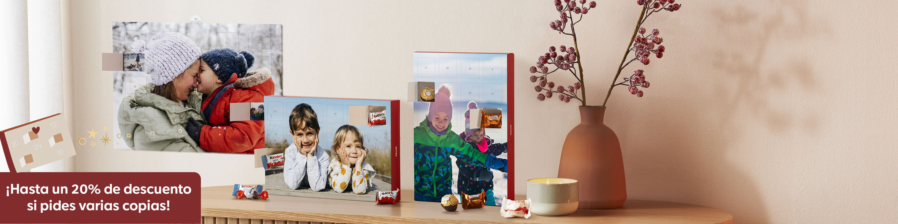 Calendarios de Adviento personalizados CEWE: con fotos, chocolates y rellenables por ti mismo