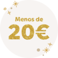 Oferta de menos de 20 euros en letras doradas sobre fondo claro