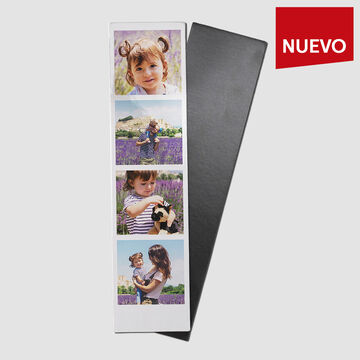 Un marco de recuerdos basado en fotos con cuatro imágenes de momentos en la naturaleza, rodeado de flores lilas y una persona con un perro.