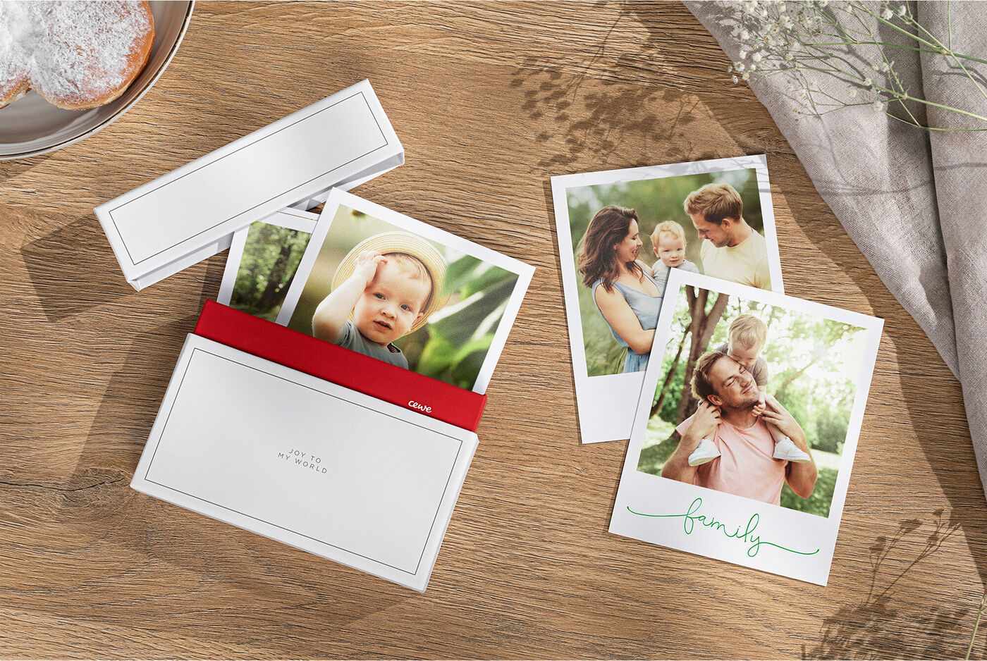 Caja para guardar fotos creativas con tapa.