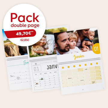 Pack promoción de 3 calendarios personalizados A3 doble página por 49,9€.