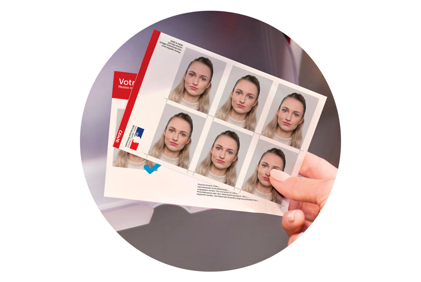 Imprime tus fotos biométricas al momento para renovar carnets oficiales como el DNI o el pasaporte.