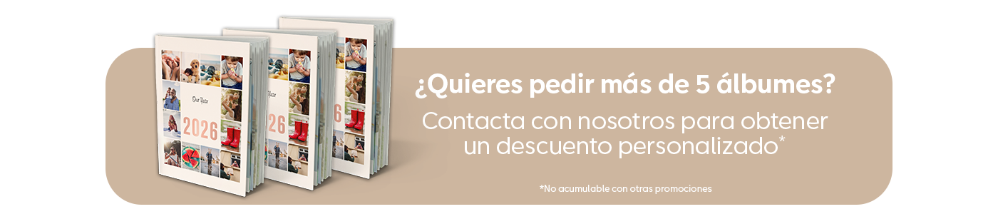 Descuento personalizado por la compra de más de 5 álbumes de fotos 2026.