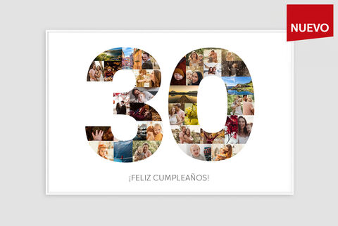 poster personalizado con fotos para celebrar el cumpleaños. Junta tus recuerdos en un número de cumpleaños.