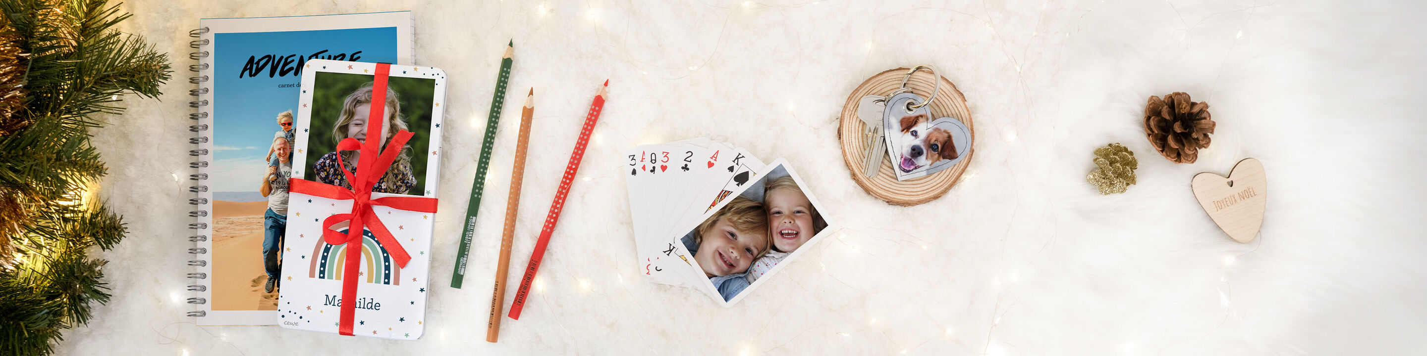 selección de regalos personalizados con fotos: tazas, imanes, puzzles, ropa, botellas, fundas de móvil, fotos, etc.