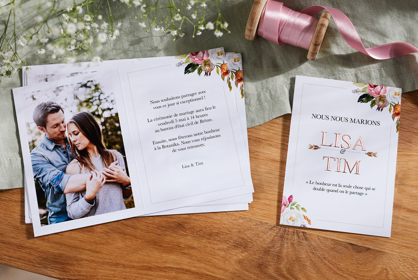 tarjetas de agradecimiento personalizables para bodas.