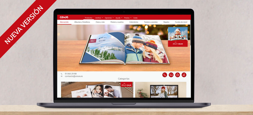 Laptop muestra la nueva versión del CEWE Fotobuch