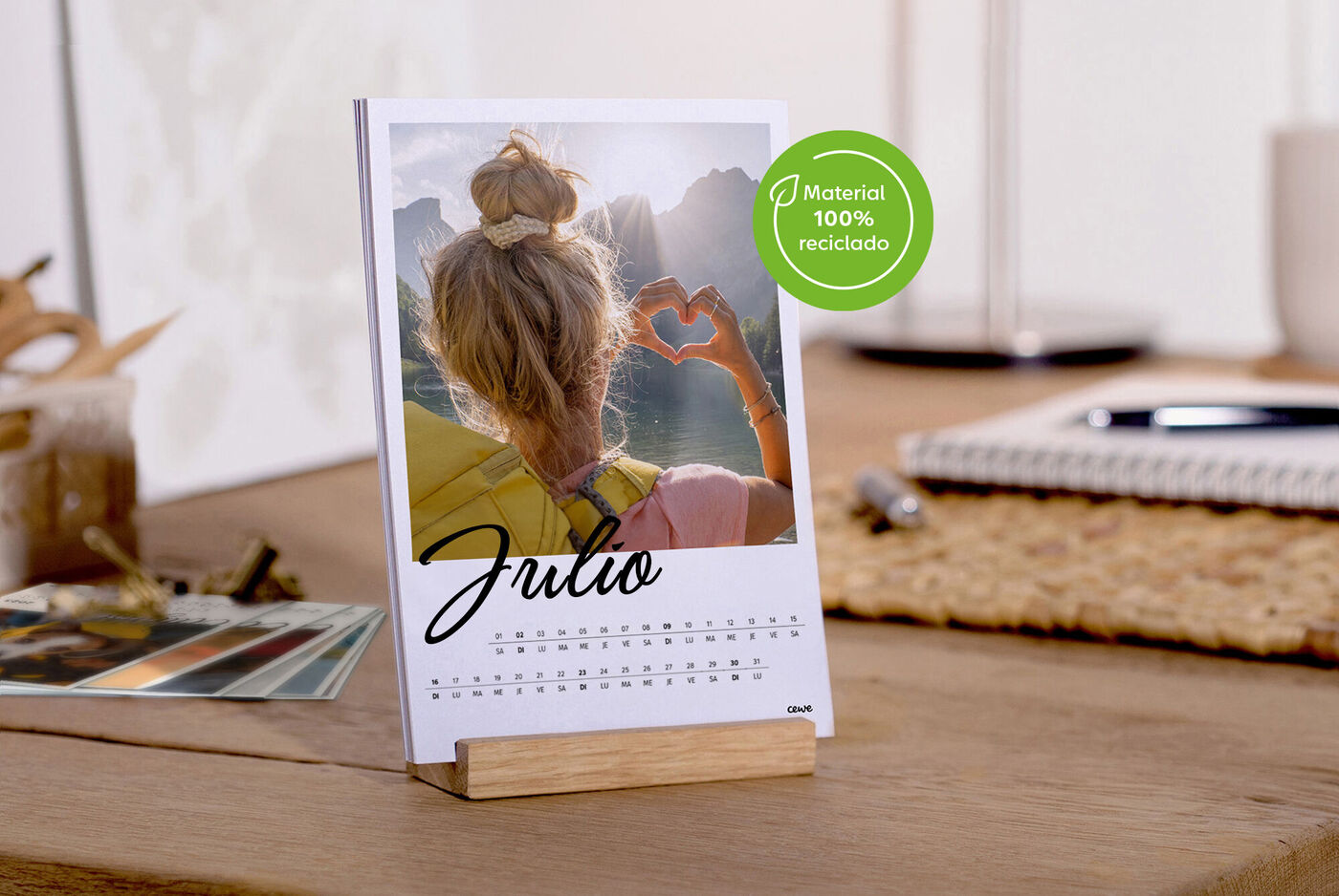 Calendario de mesa ecológico con papel reciclado