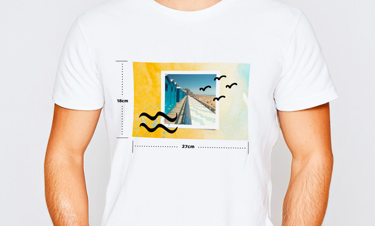 Camiseta personalizada con las medidas para añadir tu foto.