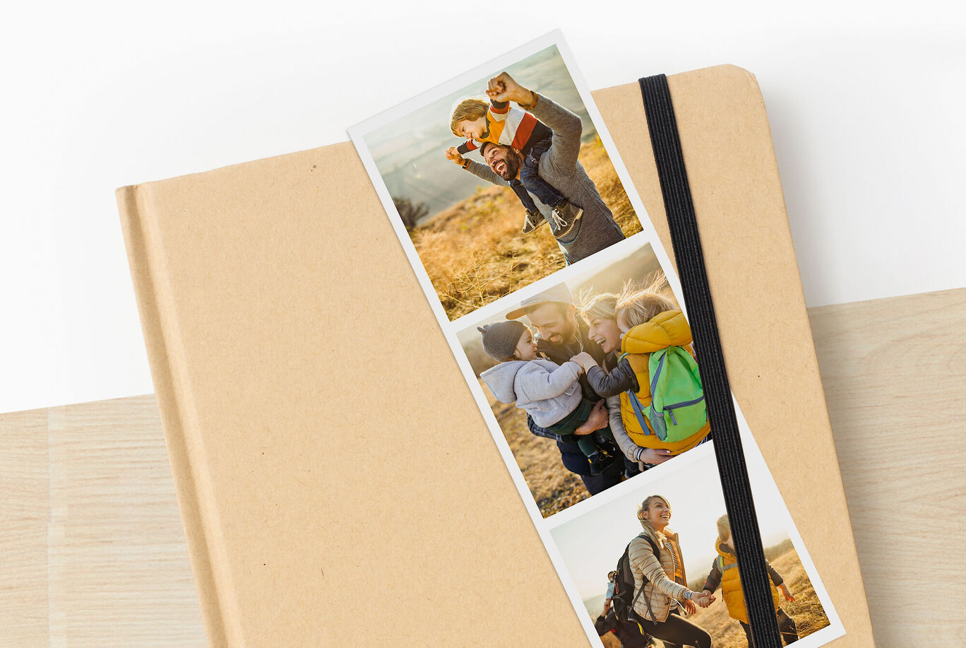 Tres fotos de momentos familiares organizadas en un álbum CEWE.