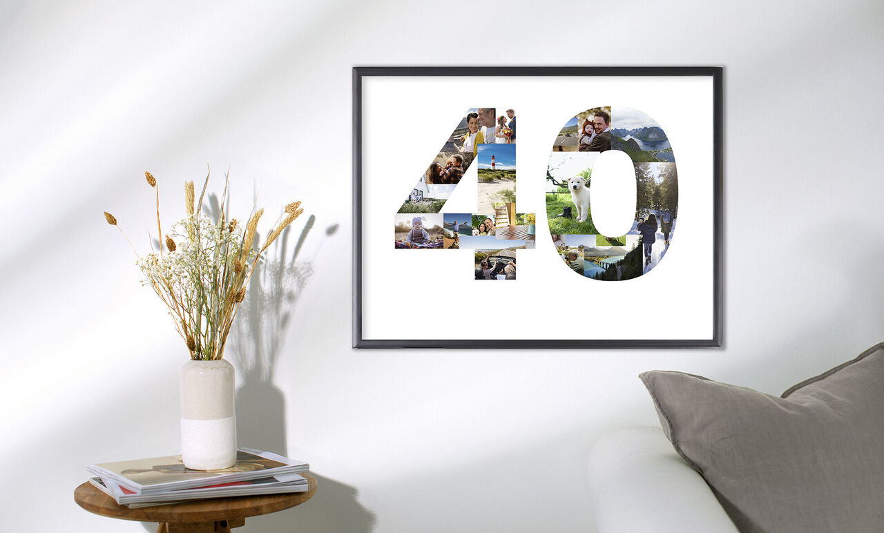 Poster de 40 cumpleaños con fotos.