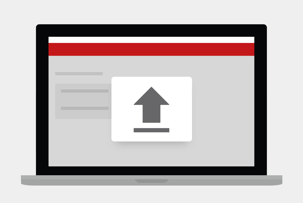 Portátil muestra un símbolo de subida sobre fondo gris