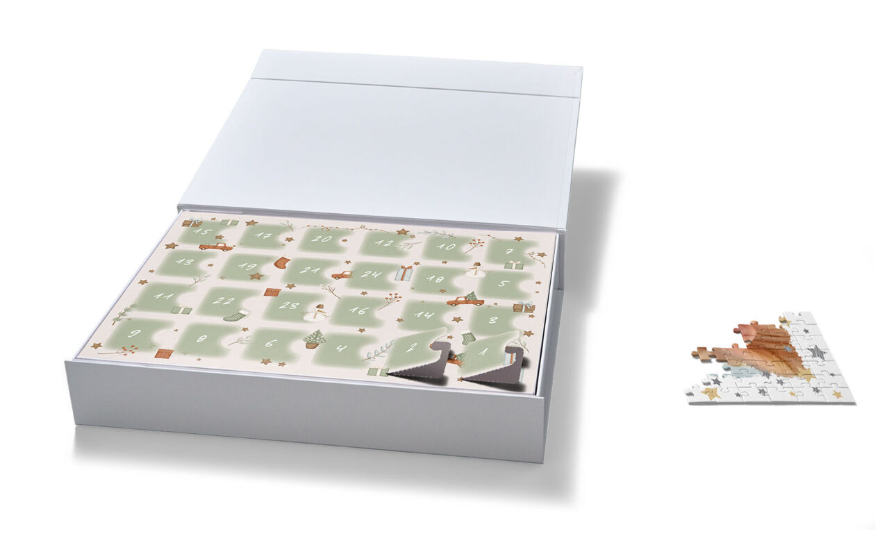Caja calendario de adviento puzzle personalizado