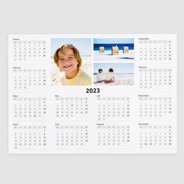 Calendario 2023 con fotos hermosas de la playa y una pareja en la arena.