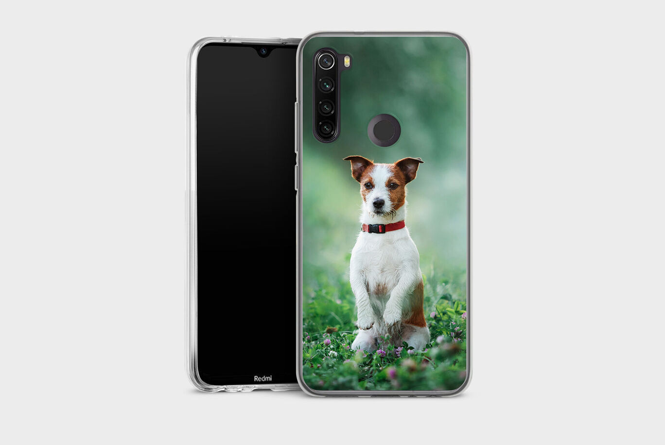 Retrato de perro sobre un fondo de smartphone