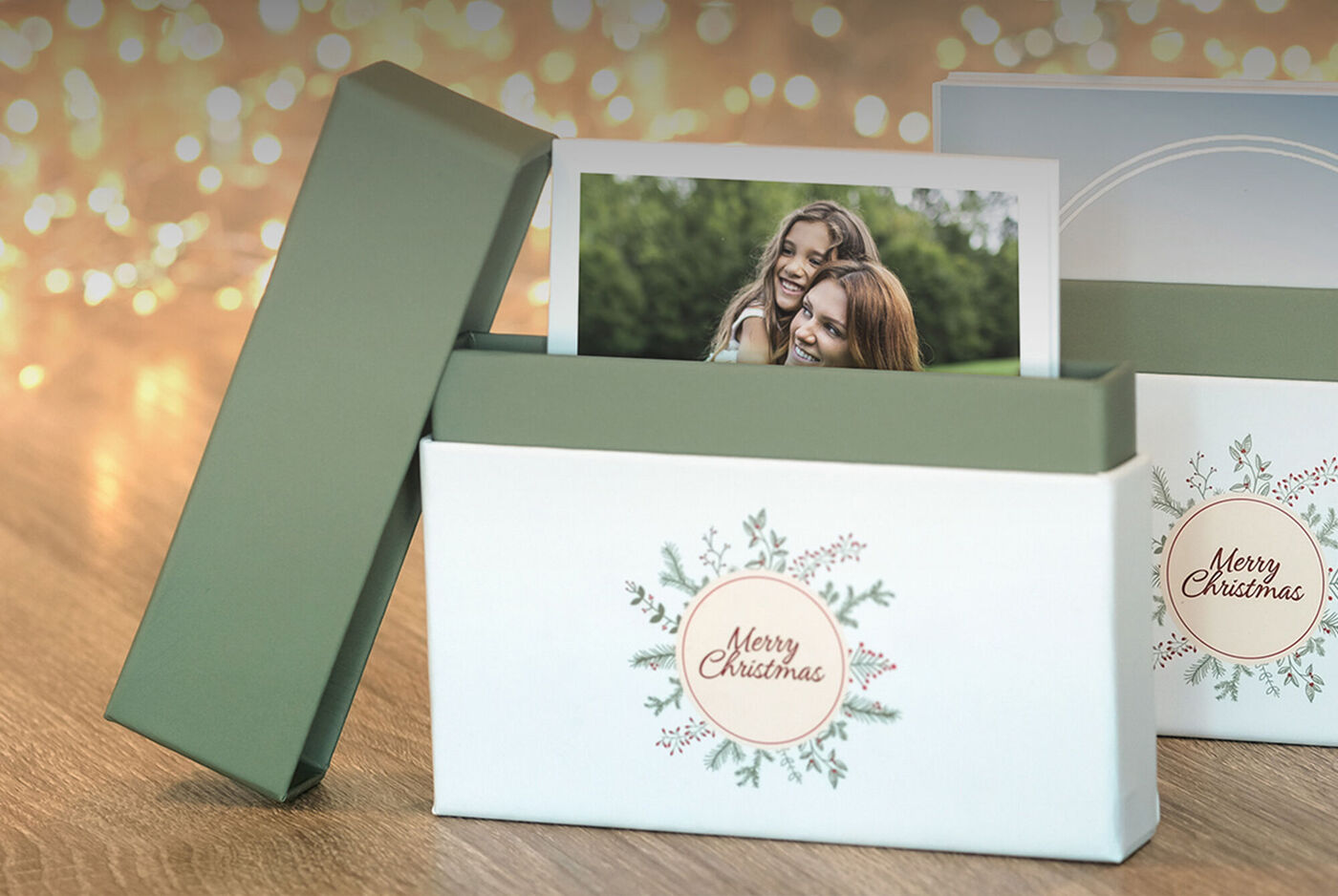 Felices saludos navideños en un empaque elegante