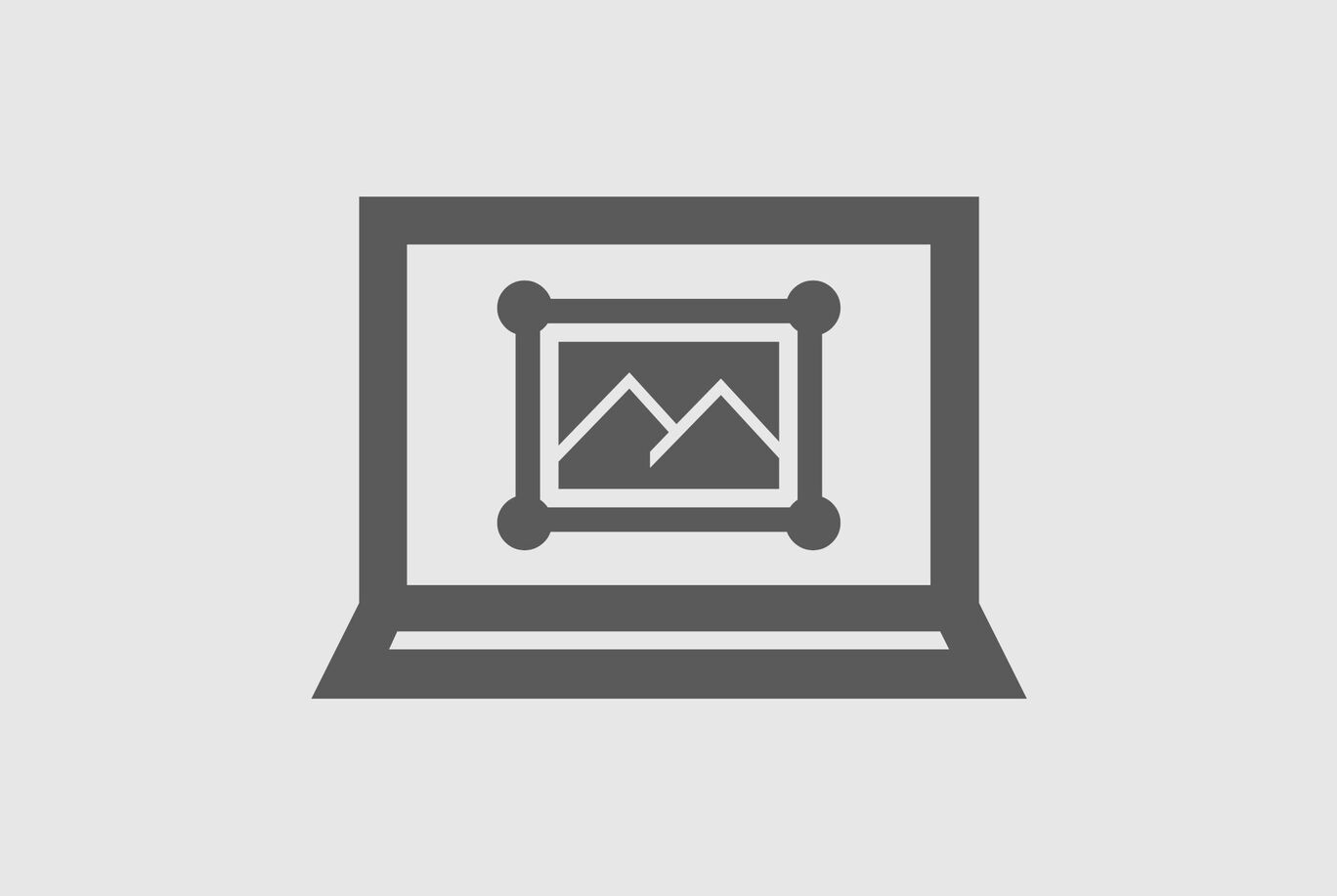 Símbolo de un laptop con un gráfico en marco, muestra una imagen o presentación importante.