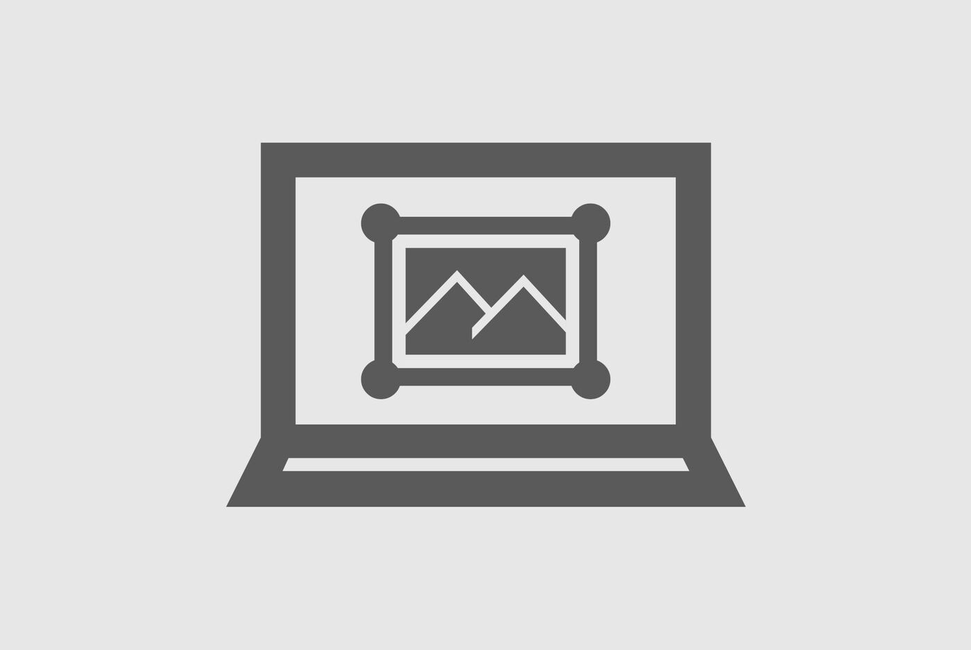 Símbolo de un laptop con un gráfico en marco, muestra una imagen o presentación importante.