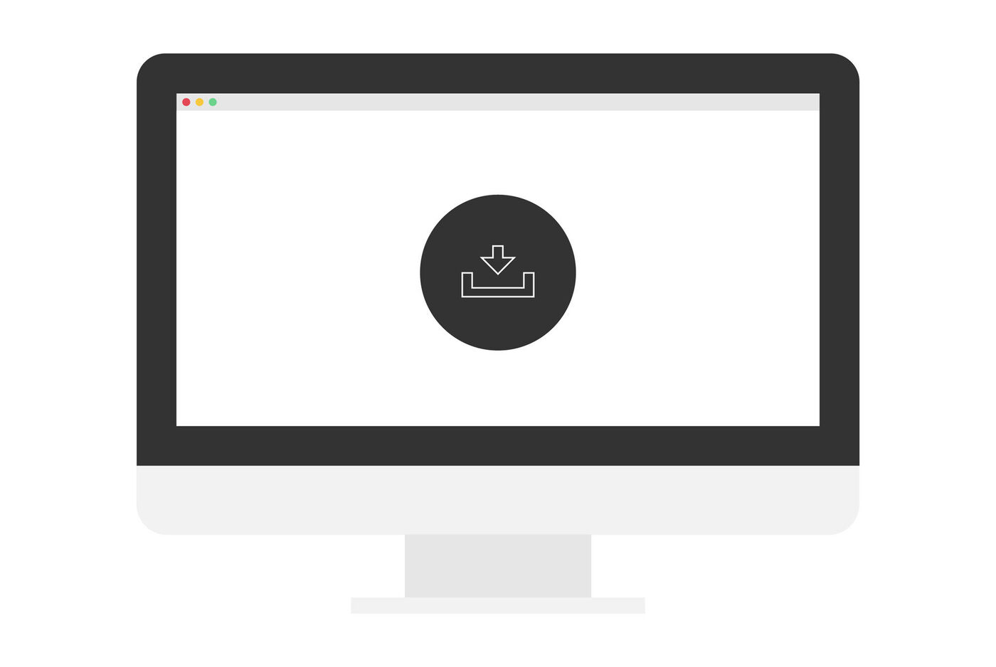 Ícono de descarga en la pantalla de una computadora