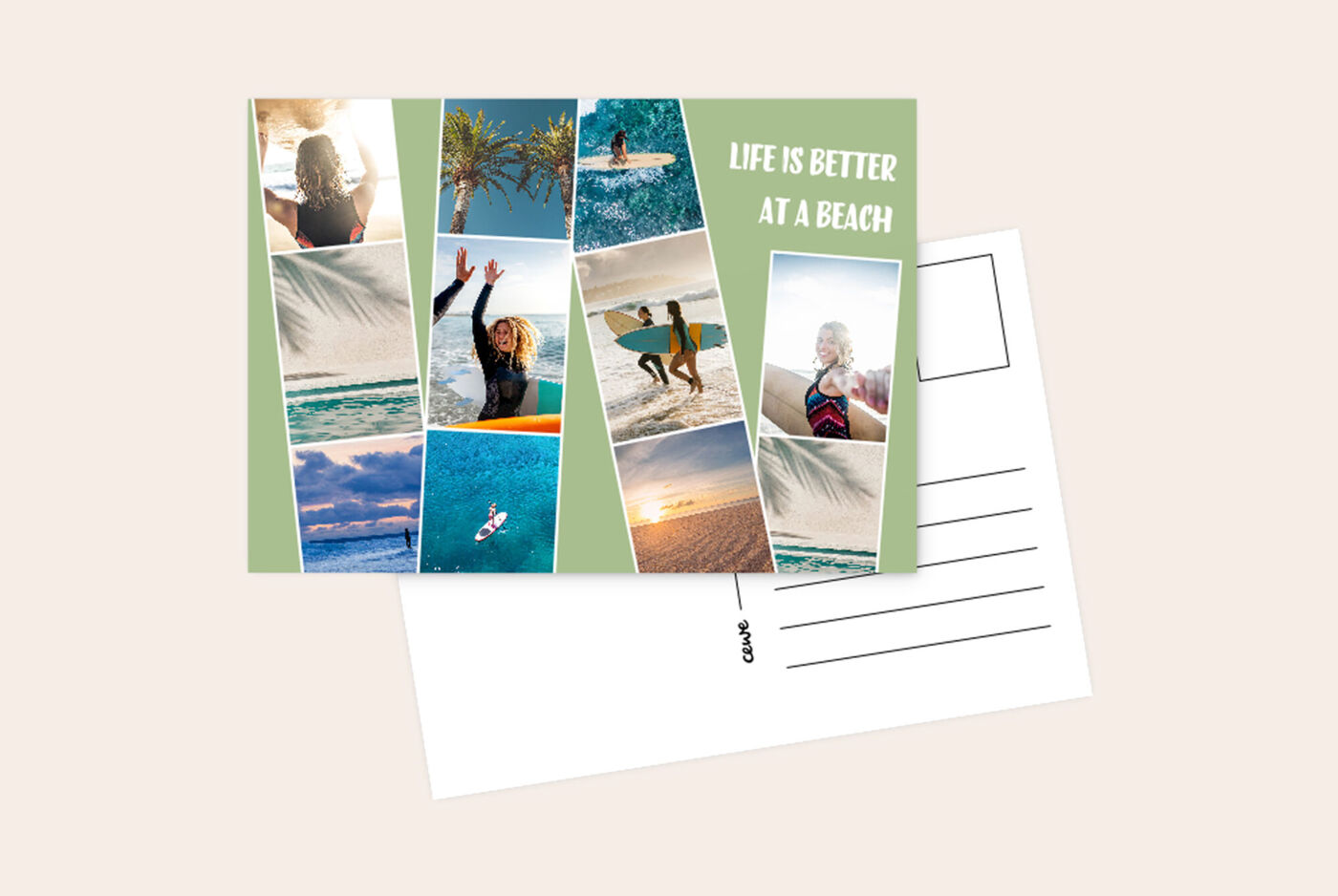 Postal personalizada con plantilla creativa veraniega.