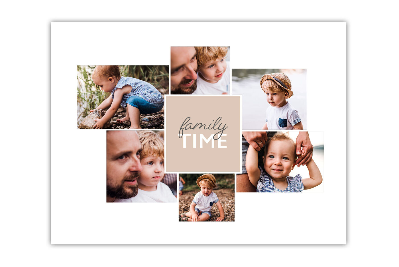 Momento familiar con fotos bellamente diseñadas de niños y cercanía parental.