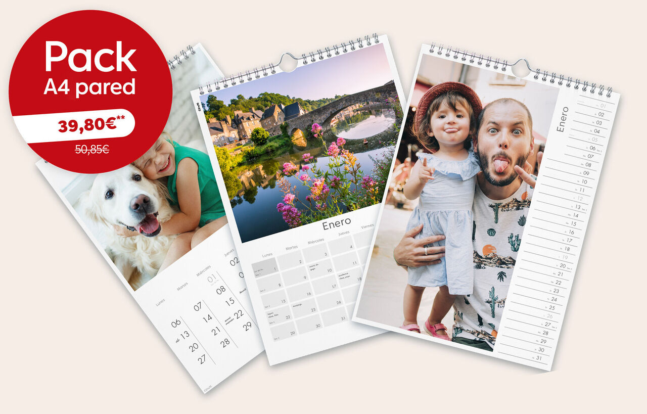 pack de 3 calendarios A4 de pared por solo 39,80€.