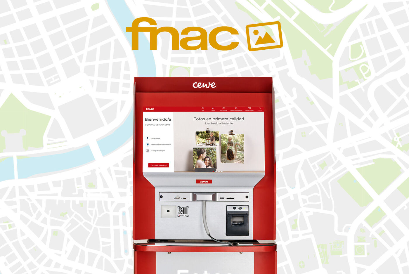 Máquina para desarrollo de fotos de CEWE en un mapa.