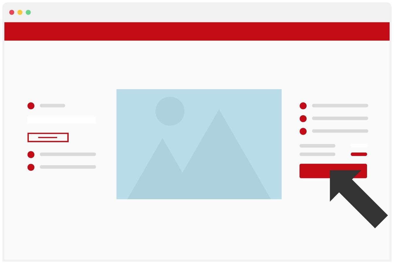 El usuario hace clic en un botón rojo en una página web.