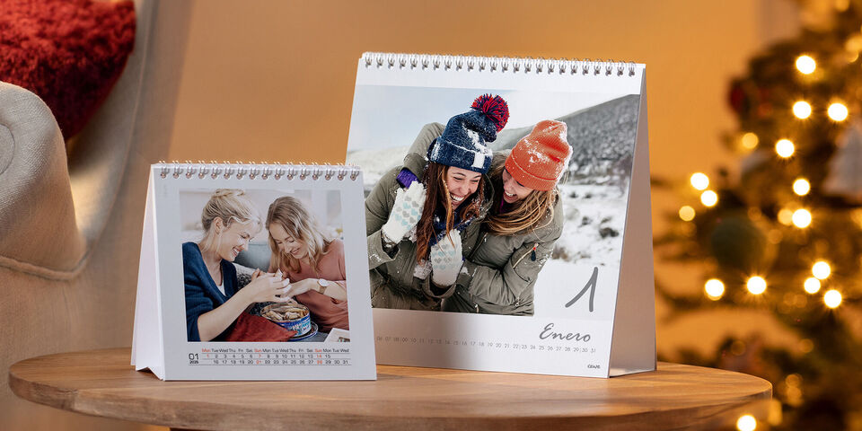 calendarios de mesa personalizados con fotos regalados para Navidad.