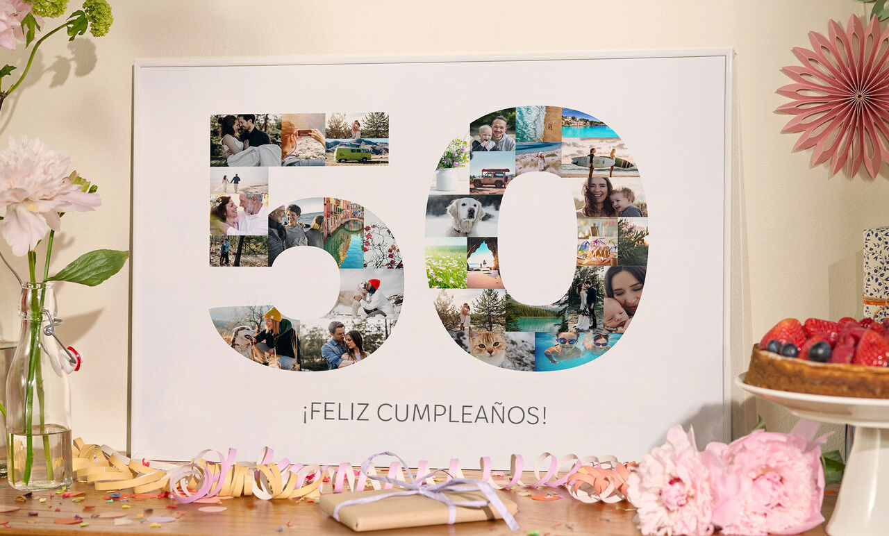 poster de cumpleaños personalizado con tu número y tus fotos.