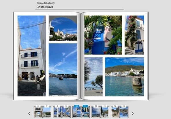 Collage de fotos de la Costa Brava con cielo azul, edificios y mar.