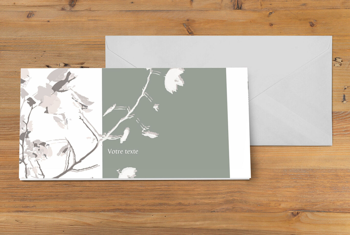 Un diseño elegante con motivos de plantas sobre un fondo suave y gris.