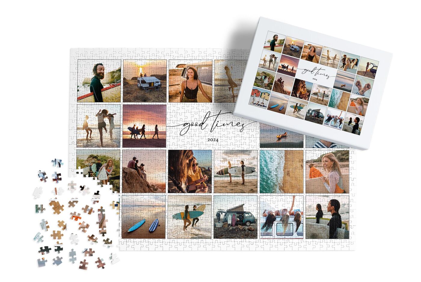 Puzzle personalizado con foto, 1000 piezas. El rompecabezas tiene un collage de fotos de viaje.