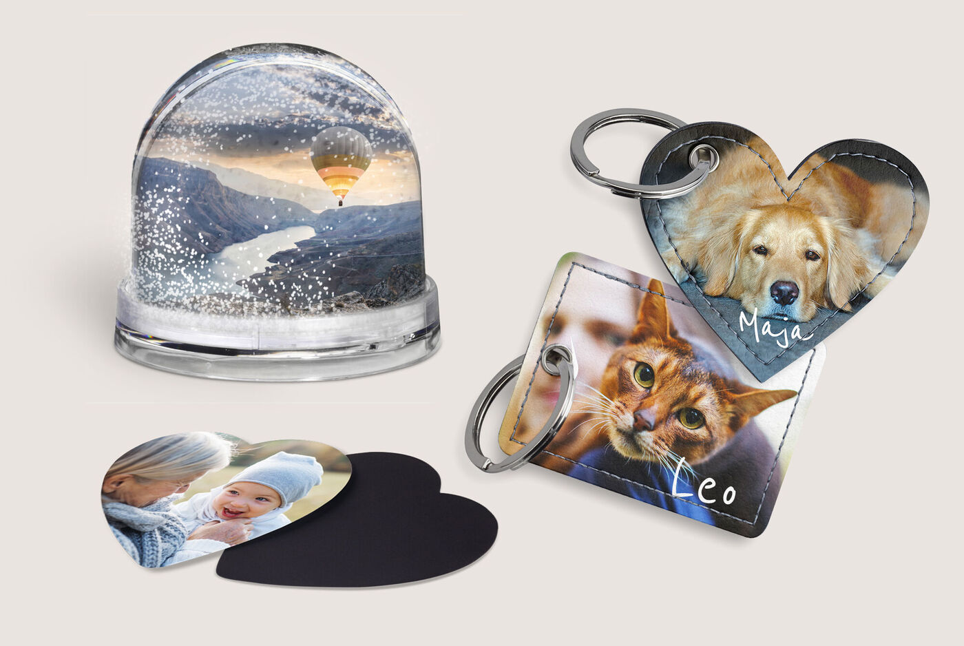 decoración de hogar con fotos: llaveros, imanes, bola de nieve y mucho más...