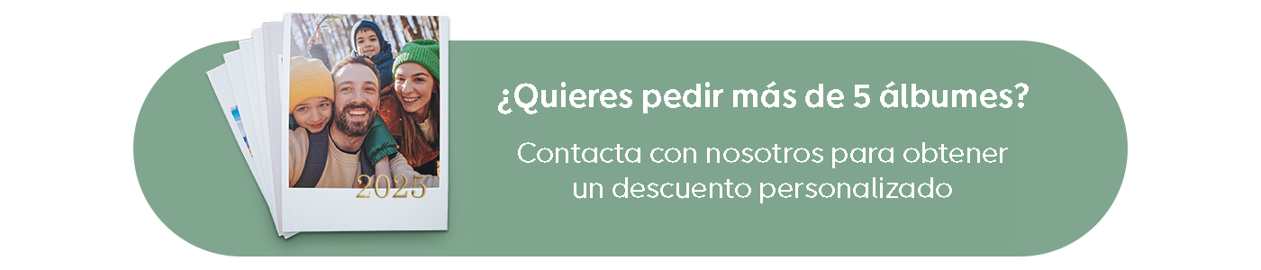 Imagen promocional: ¿Quieres pedir más de 5 álbumes? Contacta con nosotros para obtener un descuento personalizado