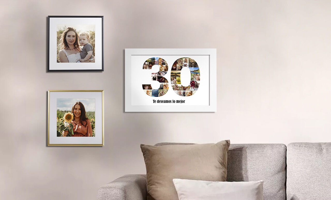 Poster personalizado para el 30 cumpleaños con muchas fotos.