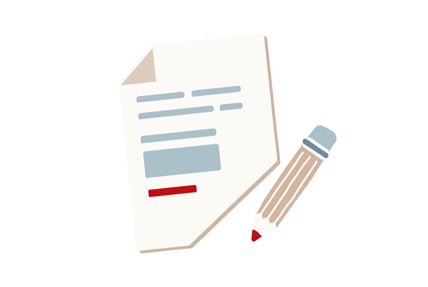 Un documento sencillo con un lápiz al lado, listo para llenar.