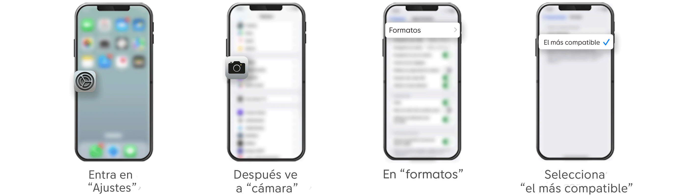 Pasos para ajustar la cámara en el smartphone.