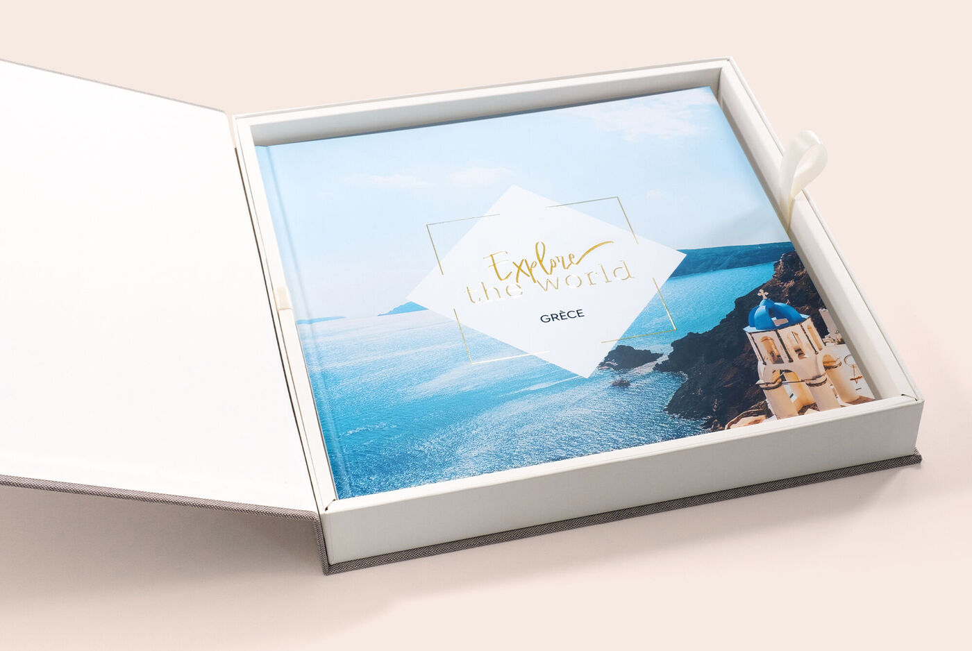 Caja de regalo de lino para tu álbum de foto XL cuadrado.