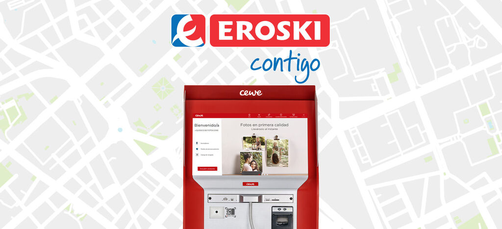 El quiosco CEWE de Eroski en un mapa de la ciudad.