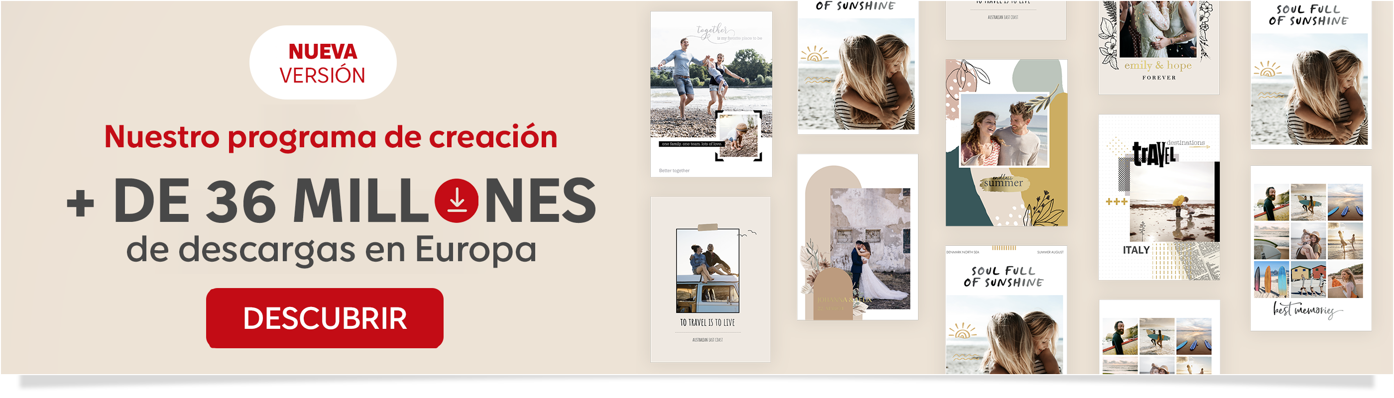 programa de creación para diseñar álbumes de fotos y productos personalizados de la marca CEWE. Más de 36 millones de descargas en Europa.
