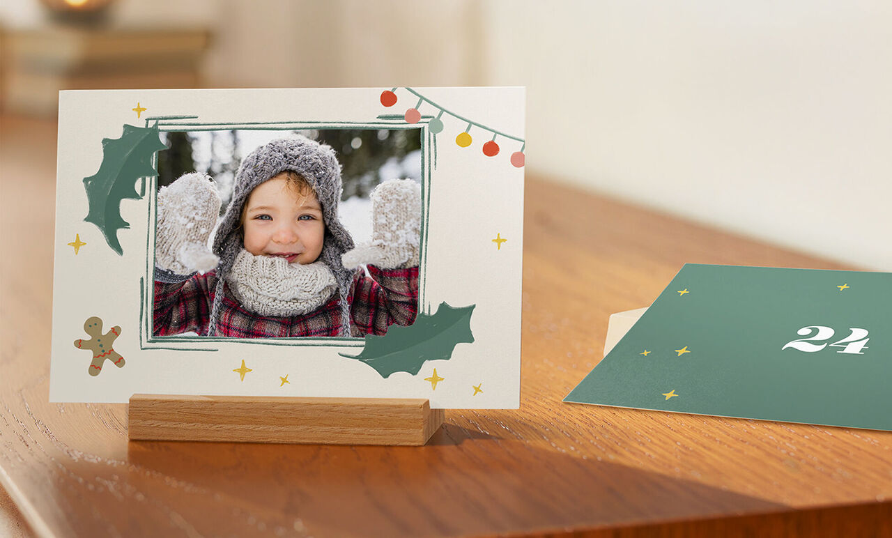 calendario de Adviento 100% personalizado con soporte de madera