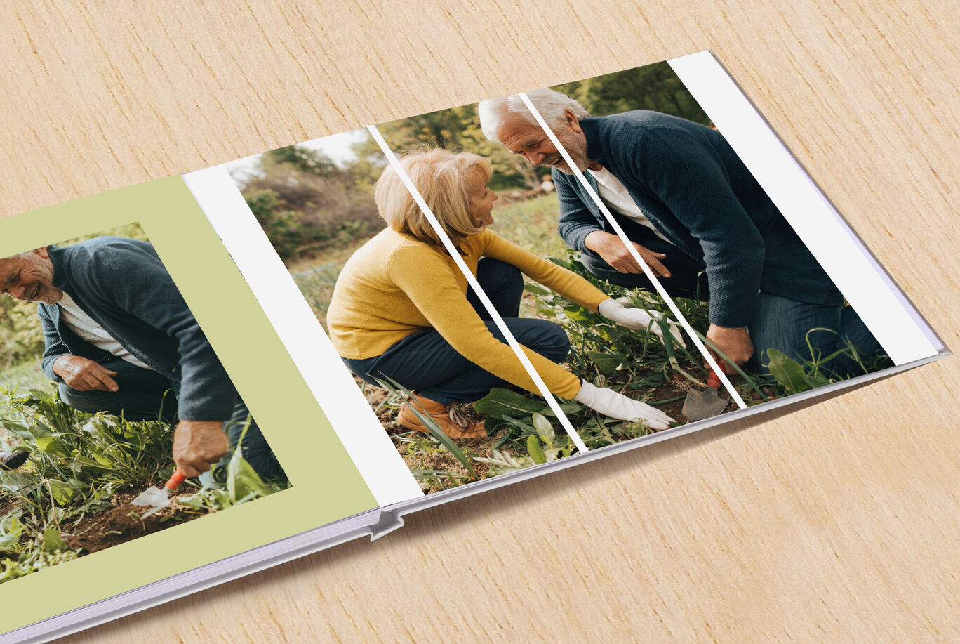 Una pareja planta flores en el jardín, ambos sonríen y disfrutan el tiempo juntos.