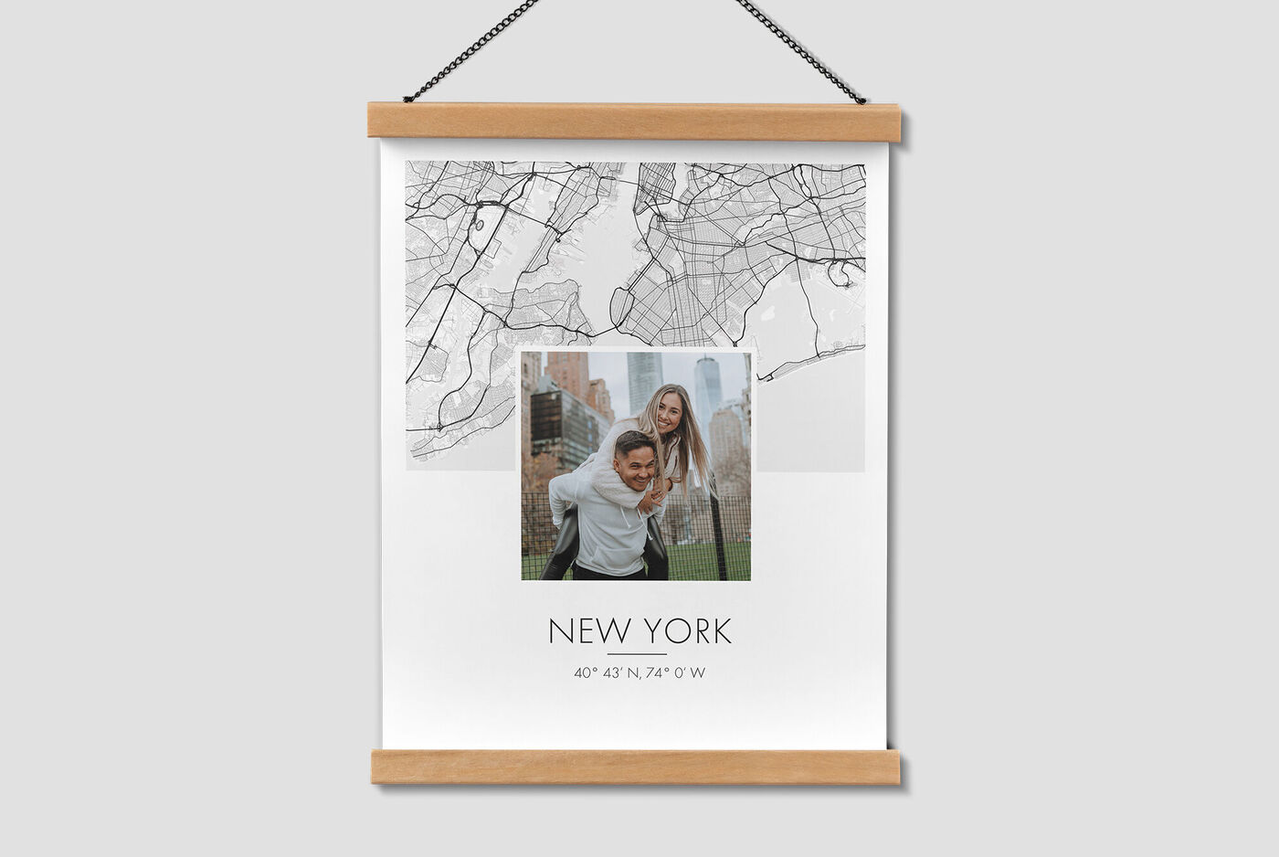 Una hermosa pintura de pared con una fotografía y un mapa de Nueva York. Una gran idea de regalo para seres queridos.