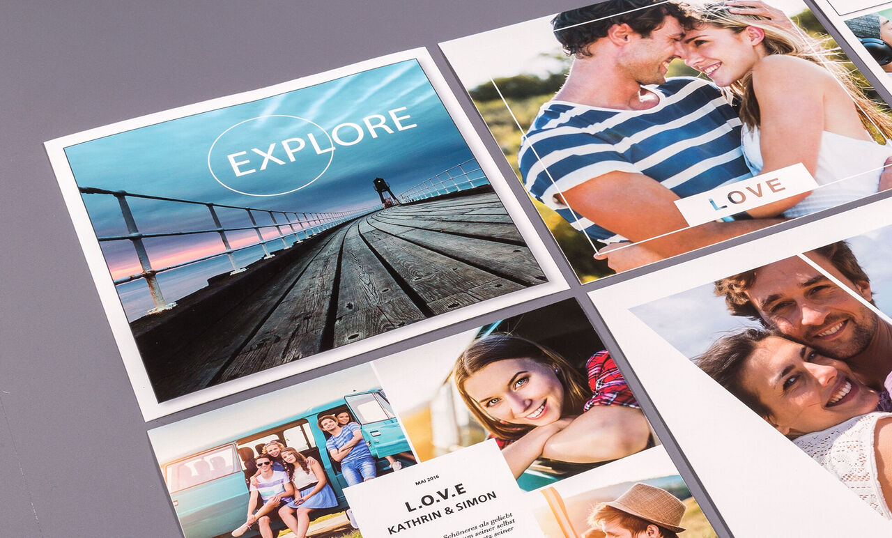 Diseño creativo de álbum de fotos con recuerdos de un viaje