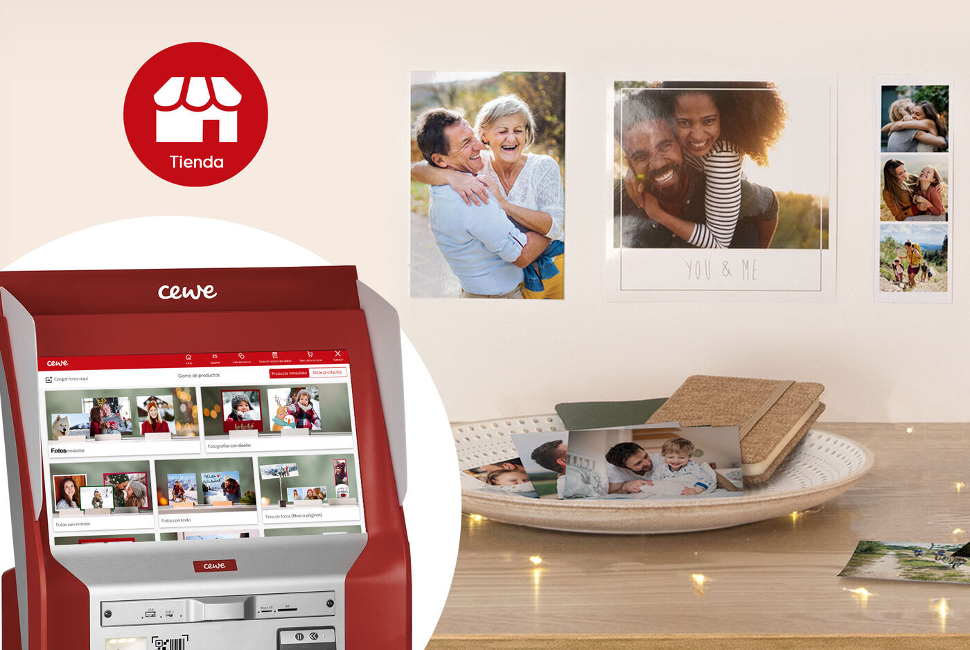 Quiosco para imprimir fotos CEWE al momento en tiendas de toda España.