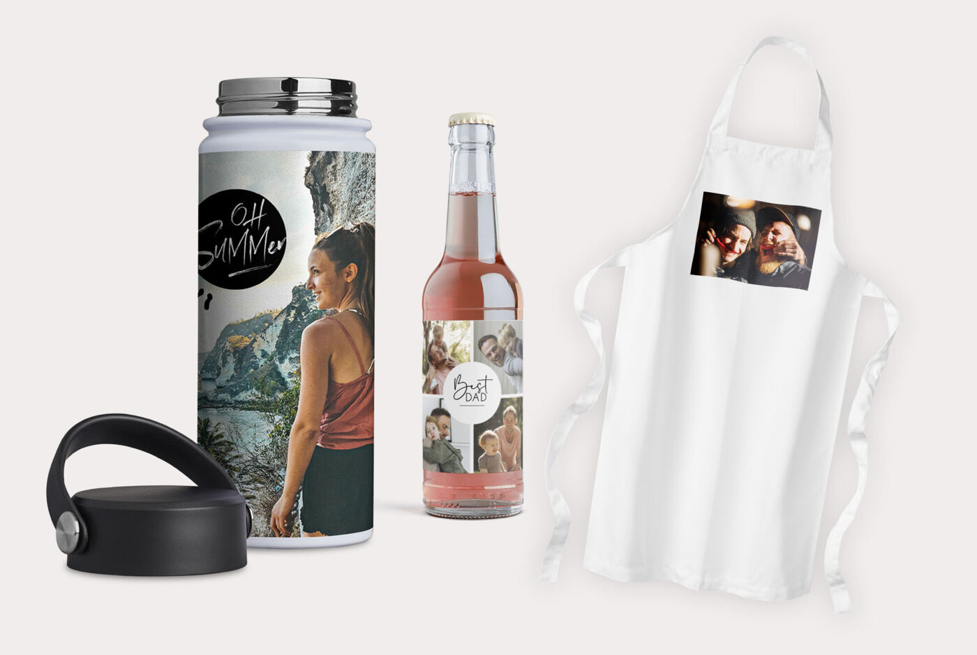Regalos personalizados para decorar objetos de mesa : etiquetas de botella, delantales, tarjetas, etc.